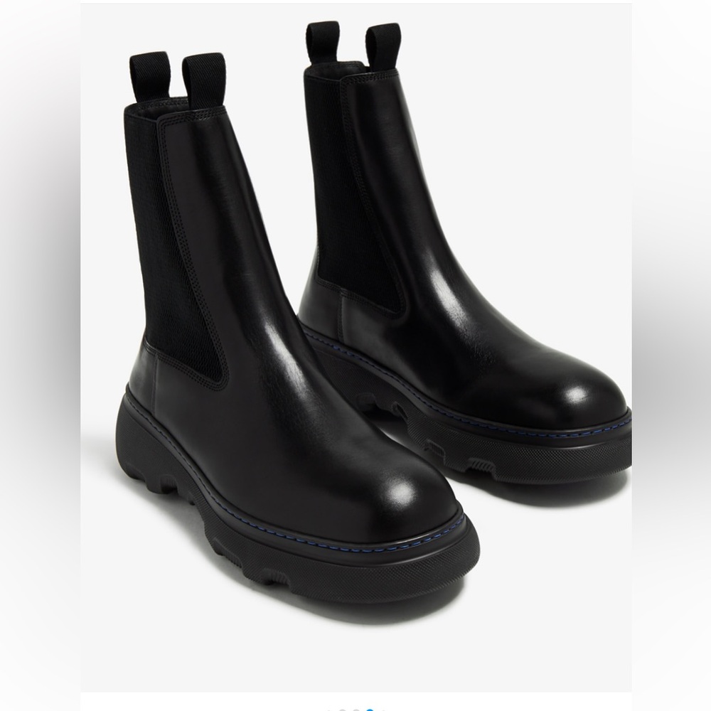 BURBERRY Black Leather Creeper Chelsea Boots - Picture 14 of 16